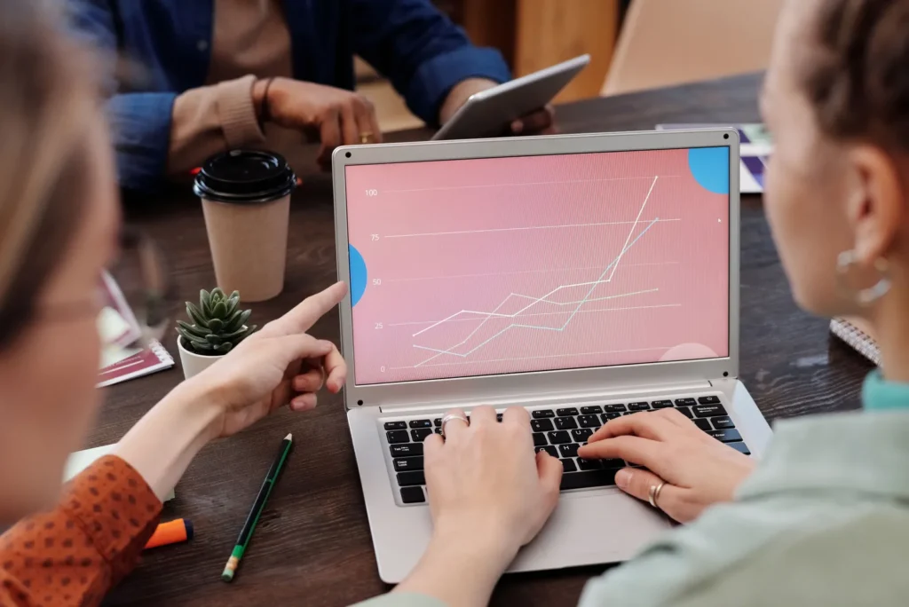 Gráfico de crescimento analisado em notebook por equipe