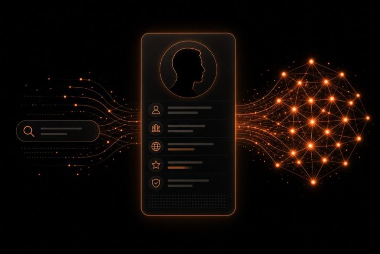 Interface digital com conexões de dados.
